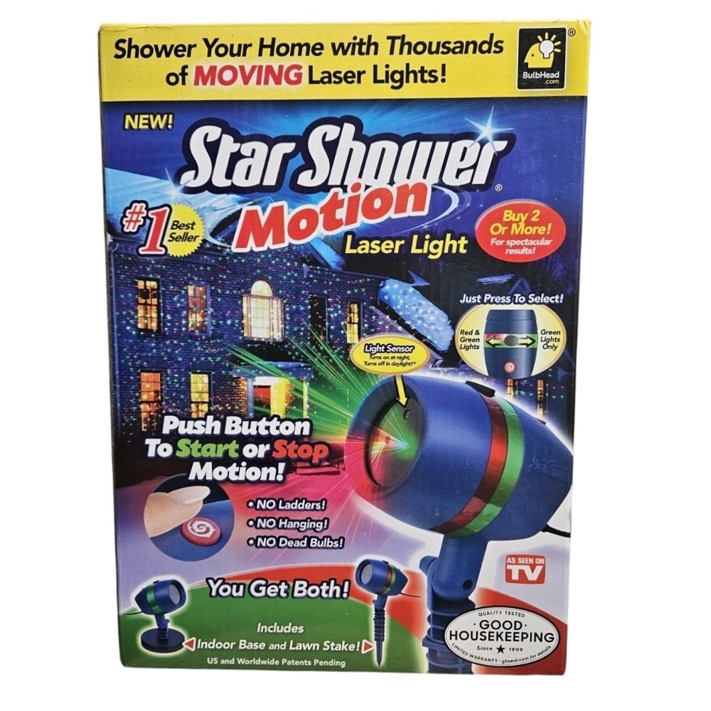 Bulbhead Star Shower Motion Laser Lights Projector Christmas -‎ NEW IN BOX!